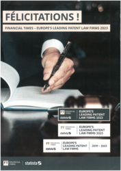 Juin 2023 - Financial Times - Europe's leading Patent Law Firms 2023