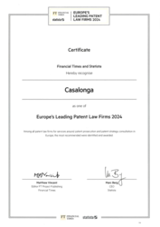 Juin 2024 - Financial Times - Europe's leading Patent Law Firms 2024